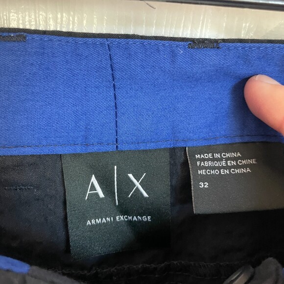 Armani Exchange navy textured pleated trouser pants - Picture 6 of 8
